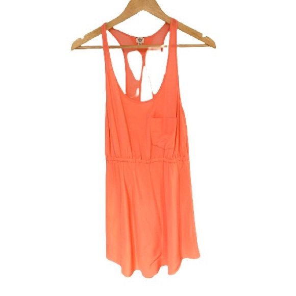 Wilfred Aritzia Coral Orange 100% Silk Victoire Racerback Dress - Picture 3 of 6